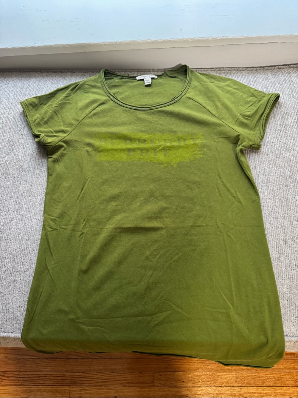 Burberry Olive Green Short Sleeve Logo Tee